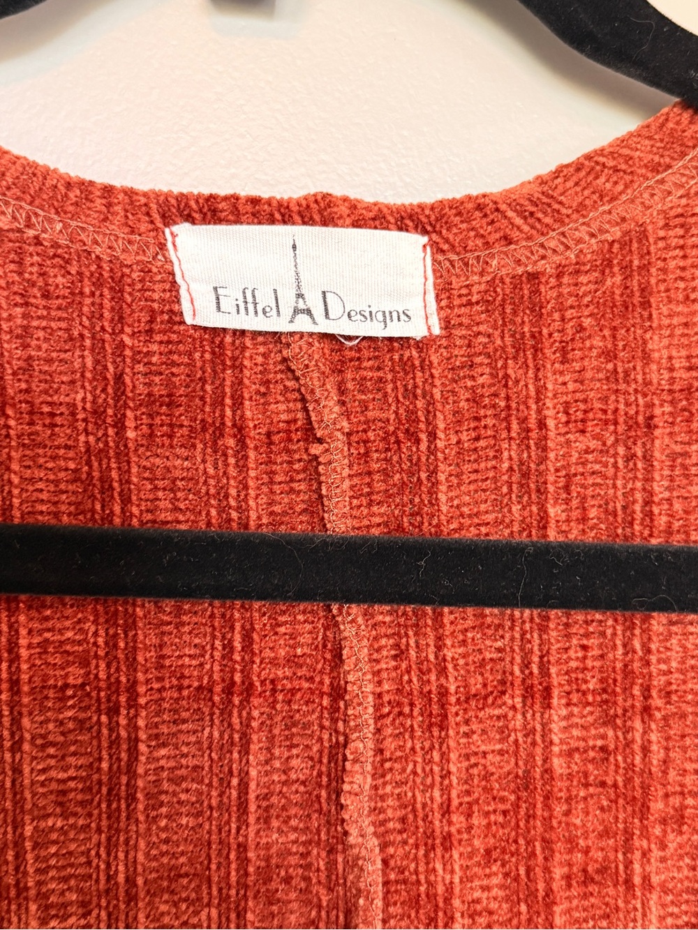 Open-Front Longline Ribbed Cardigan - Rust - Picture 2 of 7